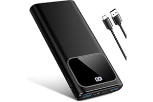 ROLOSAR Power Bank, 10000mAh PowerBank Ricarica Rapida con Ingresso e Uscita USB-C Batteria Esterna, Caricatore Portatile Display LED per iPhone 15/14/13/12/Pro/Pro Max