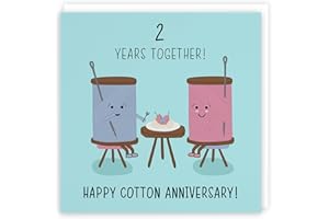 Hunts England - 2nd Wedding Anniversary Card - Cotton Anniversary - Iconic Collection - For Him, Her, Couples, etc. - Cute Anniversary Card