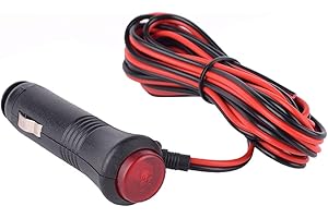 Carviya Cavo di alimentazione per presa accendisigari 12 V - 24 V, per auto e moto, con interruttore a pulsante integrato, fusibile 10A (3 m)