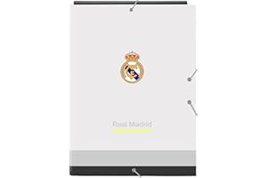safta Real Madrid EQUIPACIÓN 25/26 - Classeur Folio avec 3 rabats, idéal pour les enfants de différents âges, confortable et polyvalent, qualité et résistance, 26 x 36,5 cm, blanc, M, Décontracté