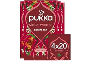 Pukka Herbs | Winter Warmer Organic Herbal Tea | Limited Edition | Ginger, Cinnamon, Clove, Orange | Perfect For Festive Spirit | 4 packs | 80 Sachets