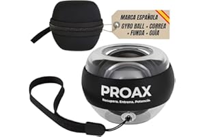 PROAX® Giroscopio de Mano para Fortalecer Muñeca y Antebrazo | Gyro Ball con Empiece Automático y Correa | Ejercitador de Mano Compacto con Funda y Manual