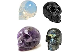 AITELEI Statua del cranio della pietra preziosa intagliata a mano della natura, sculture di statua della statua del cranio del Reiki umano della pietra di cristallo di guarigione