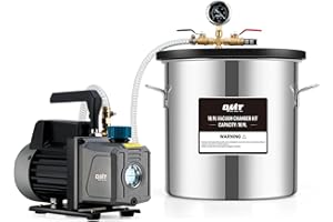 ORION MOTOR TECH 18.9 L Vacuum Chamber with Pump Kit, 3.5 cfm Vacuum Pump and Chamber Kit with Tempered Glass Lid 1.5 m Hose, Vacuum Degassing Chamber Kit for Stabilizing Wood Degassing Silicone Resin