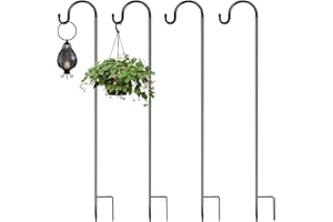 CYEER Lot de 4 crochets de berger de jardin - 100 cm - Noir - En métal - Avec crochets - Pour la décoration de jardins, routes, cours, lieux de mariage et campings