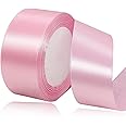 MARKQ Baby Pink Satin Ribbon, 38mm x 25yd Fabric Polyester Ribbon for Gift Wrapping | Gift Ribbon | Wedding Decorations | Bows for Gift Wrapping | Bouquets | Sewing Projects & Craft Supplies