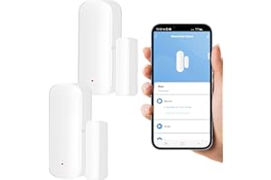 GOEDCH Juego de 2 Sensor de Puerta WiFi: WiFi Sensor de Ventana de Puerta con Sensor Magnético Inalámbrico, Sensor de Contacto de Ventana Inteligente, Enviar Alerta al Teléfono para casa