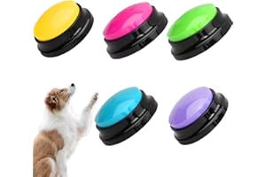 HoaaiGo 5 Pcs Dog Talking Buttons, 30 Second Recordable Pet Training Command Buzzer Communication Button, Dogs Voice Recording Buttons for Dog Pet Cat Communication and Training
