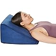 Amazon Basics Memory Foam Orthopedic Wedge Pillow |for Neck, Back Support, Cervical Pain, Acid Reflux, Snoring, GERD, Leg Elevation, Pregnancy -Ultra Soft Washable Velvet Cover -Blue, 25 x 44 x 45 in