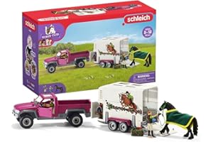 schleich 42346 Pick-up z przyczepą do przewozu koni, od 3 lat, FARM WORLD - Zestaw do zabawy, 38 kawałki