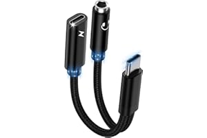 OUORKEE USB C auf 3,5mm Klinke Kopfhörer Adapter und Laden,2-in-1 Type C auf 3.5mm Klinke Adapter,USB C zu Schnellladung Aux Audio für Samsung S25 S24 A54 A53 A34 A23 A33 A14 S23 S22 S21 S20,Google Pixel 7