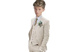 Leader of the Beauty Costume 3 pièces en lin pour garçon, coupe ajustée, costume de mariage simple boutonnage avec étiquette de pointe, smoking