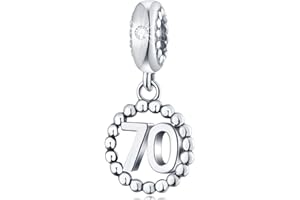 CHAWIN Number Bracelet Charms, 925 Sterling Silver Pendants/Beads Fit Pandora Charm Bracelets, Necklace, European Snake Chain,10/20/30/40/50/60 Dangling Charm for Birthday, Anniversary