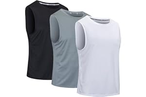 Cimic Men's 3 Pack Sleeveless T-Shirts Vest Top for Men Quick Dry Muscle Gym Tank Top Breathable Training Bodybuilding Vest