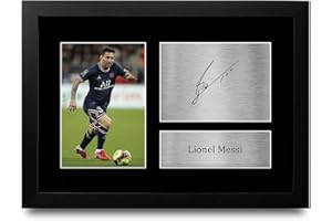 HWC Trading Lionel Messi Paris Blue and Reds Regali Stampati Autografo Firmato Foto Per Gli Appassionati Di Calcio E Sostenitori - A4 Incorniciato