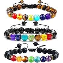 Aieraczy Bracelet 7 Chakras Pierres Véritables, 3 Pièces Bracelet ...