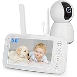 Yicty 5" Baby Monitor con Fotocamera 1080P e Audio Schermo LCD IPS HD 720P Nessun WiFi Nessuna App Pan-Tilt-Zoom Conversazion