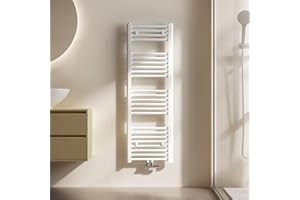 EMKE Badheizkörper Handtuchhalter 1200x400 mm, Handtuchheizkörper Mittelanschluss Handtuchwärmer Handtuchtrockner Heizkörper Bad Handtuchheizung Weiß 427W