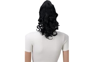 ‎CAISHA CAISHA 2 IN 1 30cm Und 40cm Haarteil Kate mit Butterflyklammer Zopf Pferdeschwanz Haarverlängerung Voluminös Gewellt Schwarz H1-2