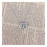 Estilo: el estilo femenino MTWTM Collar De Plata Pura Collar De Doble Círculo Estrella Dinero Joyería Regalo para El Día De San Valentín,Anillo Plana Oro Blanco.