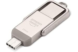 Amazon Basics Clé USB, Périphérique de Stockage avec Double Port USB-C et USB-A, 256GB, Champagne Argenté