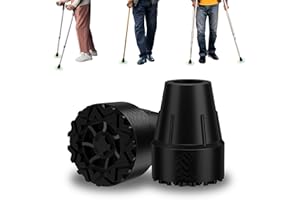 supregear Embouts en Caoutchouc pour Bâtons de Marche, Lot de 2 Embouts de Rechange 22 mm pour Cannes, Béquilles et Bâtons de Marche, Antidérapants avec Insertion Métallique, Grip Extrême