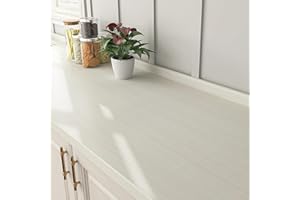 FunStick 60CMx5M Papel Pintado Autoadhesivo Madera Vinilo para Armarios Cocina Dormitorio Blanco Beige Revestimiento Pared Adhesivo Lavable Papel Adhesivo para Muebles Madera Encimera Blanco Beige