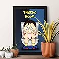 ArtinKart- Thinking Room Framed Poster, Washroom Posters Funny with Frame, Bathroom Posters with Frame, Toilet Posters Funny for Office, Home (Synthetic Wood, 9.5x13.5 inch)