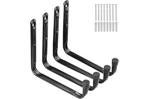 PIPAFOX Aimofox Crochets d'échelles de stockage de garage, support utilitaire de bras jumbo résistant de 24CM/9.5inches pour des outils de jardin, panneaux de surf, chaises se pliantes