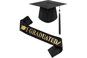 Unisex, diplomerad hatt och halsduk set, justerbar storlek studenthatt, bachelor hatt med pompon hänge, perfekt för examensfester