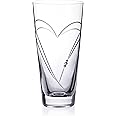 DIAMANTE Heart in Heart hand cut crystal vase with Swarovski crystals - 20cm