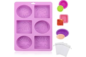 VVHFXD Moule à Savon en Silicone Violet - Kit de Fabrication Avec Feuilles, 3 Filets Moussants et 6 Petits Moules