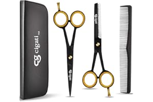 Cigati Hairdressing Scissors with Comb and Thinning | 6.5 Inch Hair Scissors Stainless Steel Razor Edge Blades | Professional Barber Salons Hair Cutting Shears for Men, Women & Children