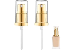OUPDATE Lot de 2 Pompes de Remplacement pour Fond de Teint Compatibles avec Mac et Estée Lauder Double Wear DWN, Pompe Fond de Teint avec Tube Ajusté et Bouchon Protecteur, Doré