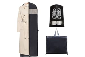 SCETTAR Kleidersack Lang 180 cm x 60 cm+Schuhbeutel,wasser staubdichter kleidersäcke,mit Reißverschluss Kleidersäcke Anzug,faltbarer tragbarer Kleidersack taschen für brautkleider Abendkleider Lange Mäntel