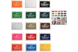 iwobi Tampons Encreurs, 15 Encreurs Couleurs pour Tampons Coussins Encreurs d'empreintes Digitales pour Peinture Scrapbooking