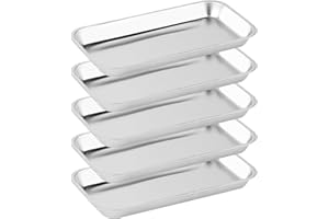 NZZVNZ 5 Piezas Bandejas de Instrumentos,pequeñas bandejas rectangulares,Bandeja Rectangular de Acero Inoxidable para Laboratorio Mesa Cocina (23x12x3cm)