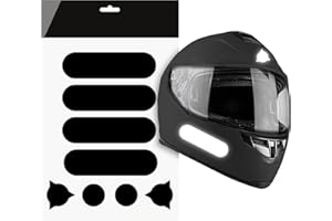 Autodomy Lot de 8 Autocollant Reflechissant Casque Moto | Autocollant Casque Moto Reflechissant Noir Homologué pour la Sécurité et Visibilité | Bandes Réfléchissantes Racing Design(Noir Réfléchissant)
