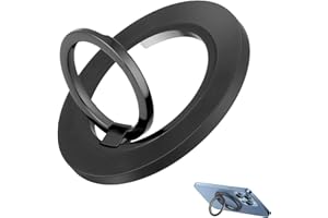 Fonyiunce Anneau Telephone Portable, Support d’Anneau de Téléphone Magnétique, Ring Holder Ultra Mince Rotation à 360°, avec Anneau Métallique, pour iPhone 16 15 14 13 12 Pro Max, Android-Noir