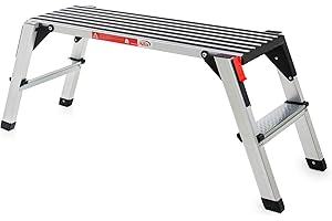 1000 Alfa - Plateforme de Travail Pliable en Aluminium, avec verrous de sécurité, Surface antidérapante,128 x 38 x 49 cm, capacité de 150KG