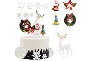ZESGLYXYR Decoración de Pastel de Navidad, Toppers Cake Decorations, Decoración para tartas de Navidad, para Muñecos de Nieve, Papá Noel, Elfo, Árbol de Navidad - 8pcs