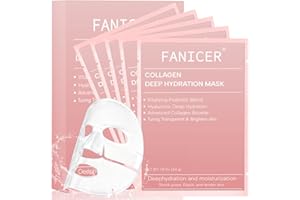 OKALABANDEE 5 Pièces Collagen Mask, Collagène Masque Hydratant Visage, Masque Collagène, Resserrement des Pores, Traitement des Rides pour Une Peau éclatante