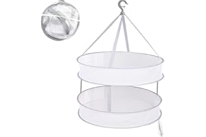 Barrageon Trocknungskorb Kräutertrockner Trocknungsnetz Trockner Mesh Faltbar Hängendes Kleidernetz Indoor Outdoor Kleidung Pullover Socken Drying Rack Trockner 2 Schicht (48 x 12 cm)