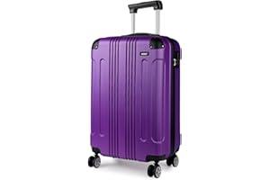 KONO Trolley Bagaglio a Mano Rigidi ABS 55x35x20 Valigia con 4 Ruota Valigie 33L (Viola)