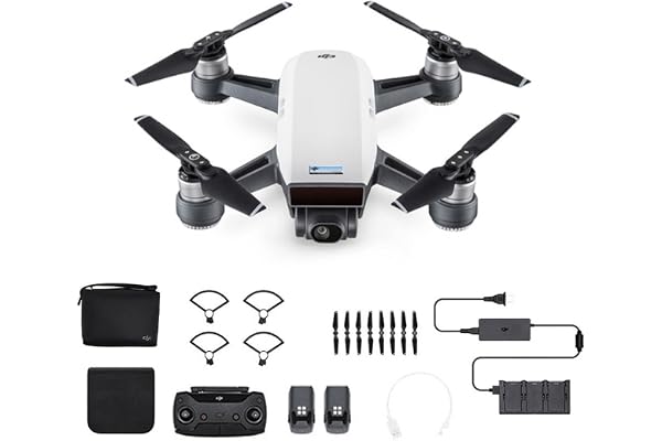 DJI - Spark Fly More Combo (Version UE) - Blanc | Incl. 1 Drone Quadricoptère, 1 Batterie de Vol Intelligente, 1 Radiocommande, 1 Chargeur Voiture & Autres | Photos & Vidéos en Haute Résolution