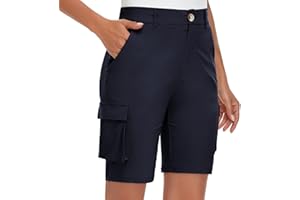 Soneven Elastico Pantaloncini Cargo da Donna Estate Vita Alta con Tasche Cerniera Leggeri Trekking