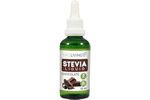 NKD Living Stevia Liquid Drops 50 ml (New Label Design) – Natürliche Schokolade Stevia – mit Glaspipette