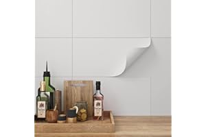 FunStick 30x60cm 15 Dalles PVC Adhesives Sol Blanc Mat Stickers Carrelage Blanc Adhésif Cuisine Dosseret Autocollant Sol Adhesif Salle de Bain Stickers Muraux Cuisine Blanc Étanche Autocollant Mural