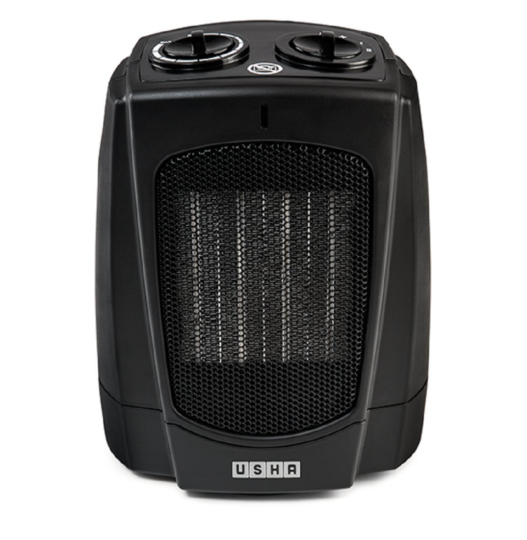 USHA Fan Heater 3628 PTC 1800-Watt with Adjustable Thermostat (Black)