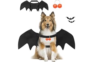 KUFAERBEAM Dog Bat Costume, Dog Bat Wings for Large Dogs with Pumpkin Bell, Bat Costume Adjustable for Halloween Christmas Partym (Black, M)